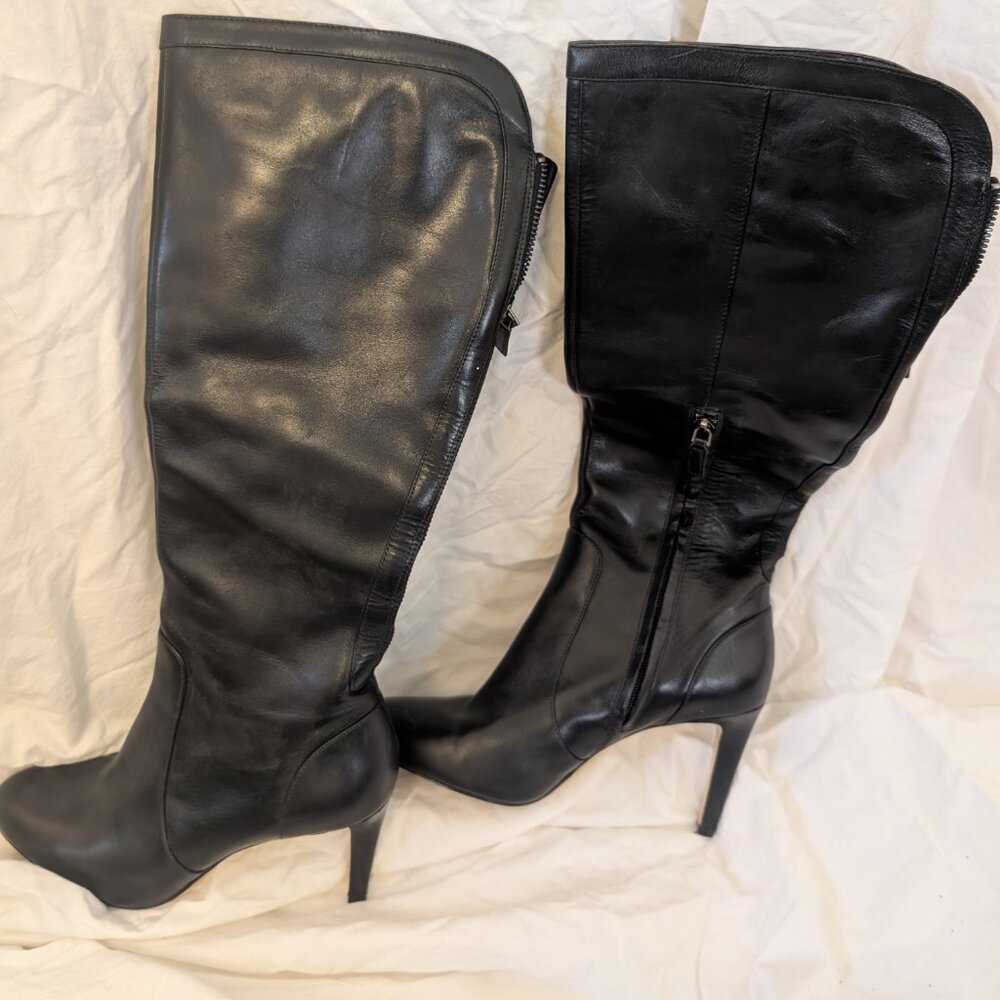 Nine West black leather knee high boots